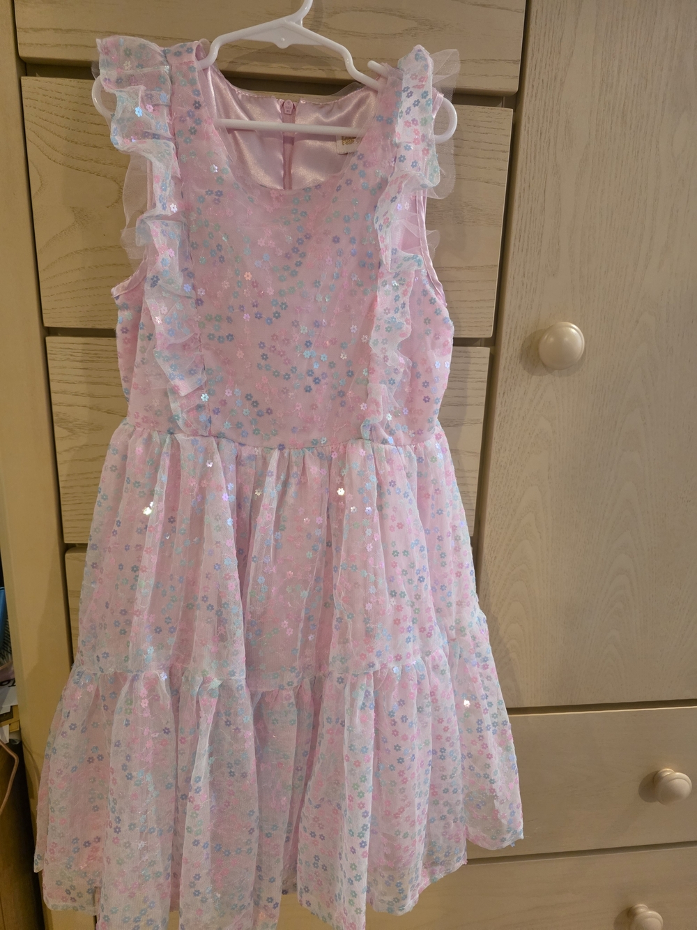 Kensie Girl Pink Sequin Ruffle Tiered Dress